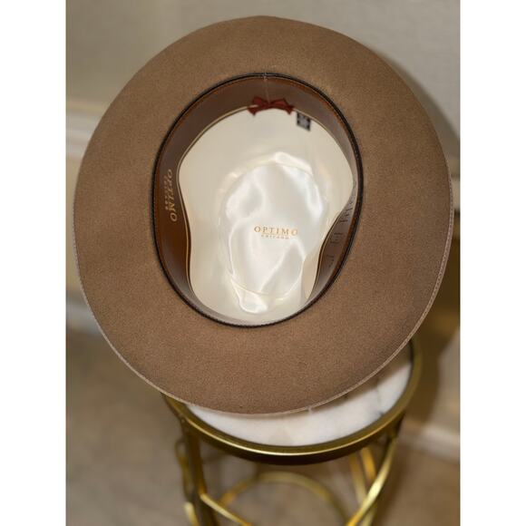 Optimo Chicago Premium Beaver Felt Fedora – Size 7½ (60 cm)Camel/Brown Wide Brim - Picture 2 of 11